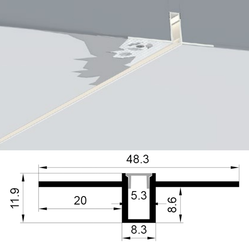 Slim Plaster In LED Channel For 5mm Rope Light Slim Plaster In LED Channel For 5mm Rope Light